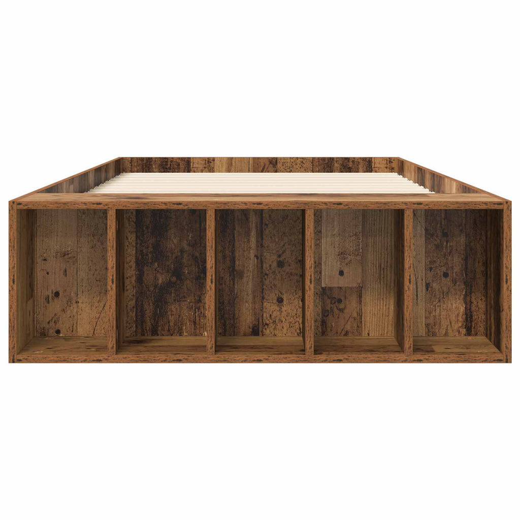 vidaXL Rama łóżka z przechowywaniem z półką Stare drewno 80 x 200 cm