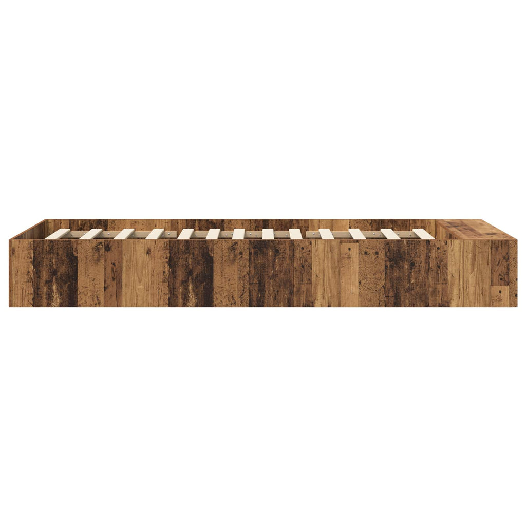 vidaXL Rama łóżka z przechowywaniem z półką Stare drewno 80 x 200 cm