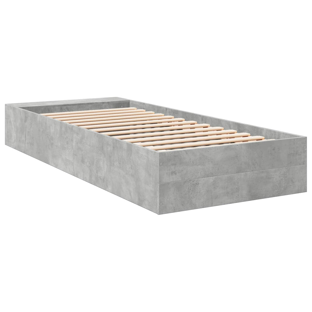 vidaXL Rama łóżka z przechowywaniem z półką Betonowy szary 80 x 200 cm