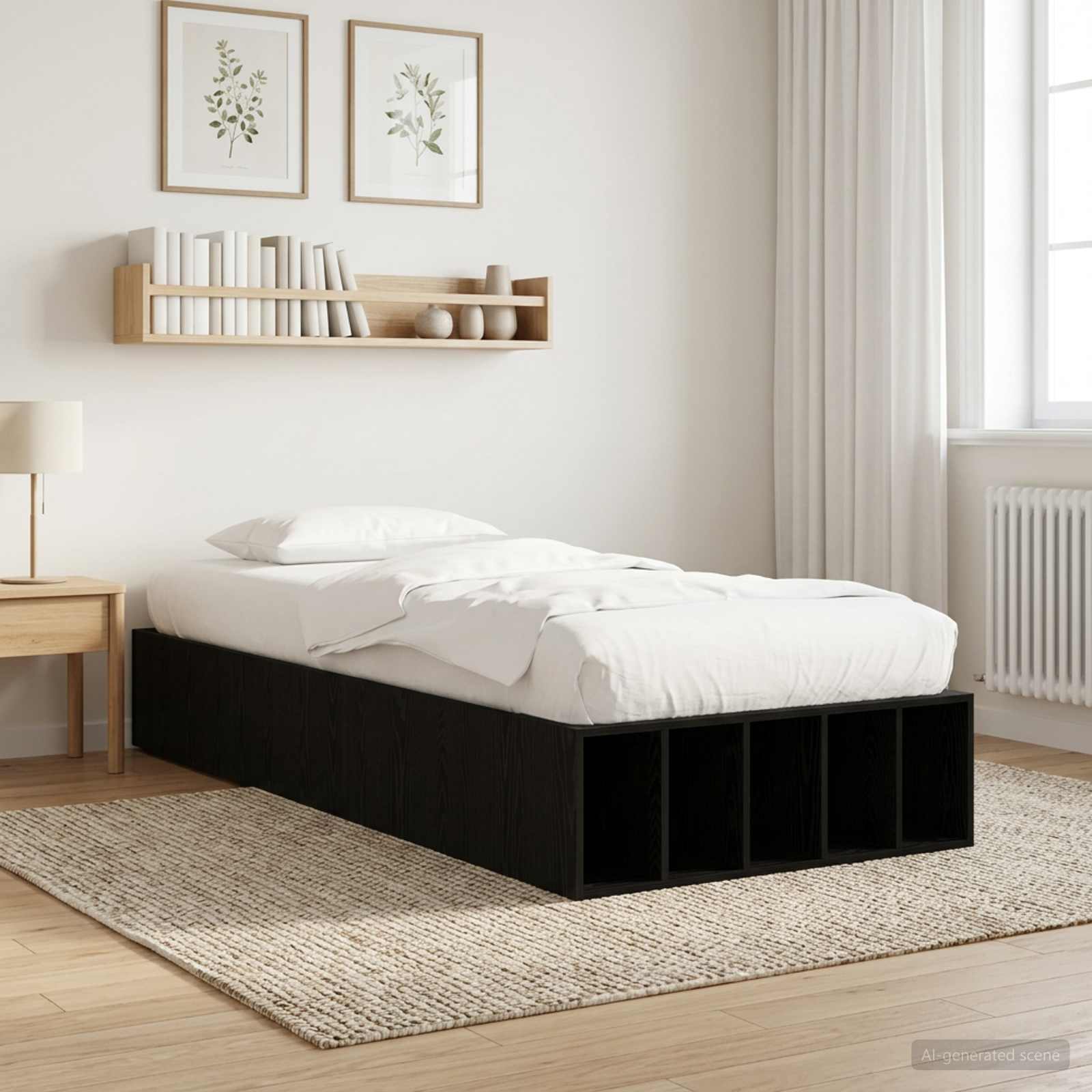 vidaXL Rama łóżka z przechowywaniem z półką Czarny dąb 80 x 200 cm