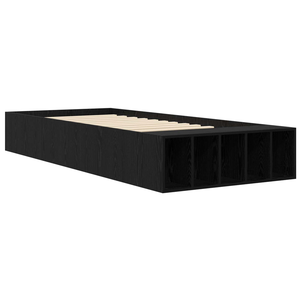 vidaXL Rama łóżka z przechowywaniem z półką Czarny dąb 80 x 200 cm