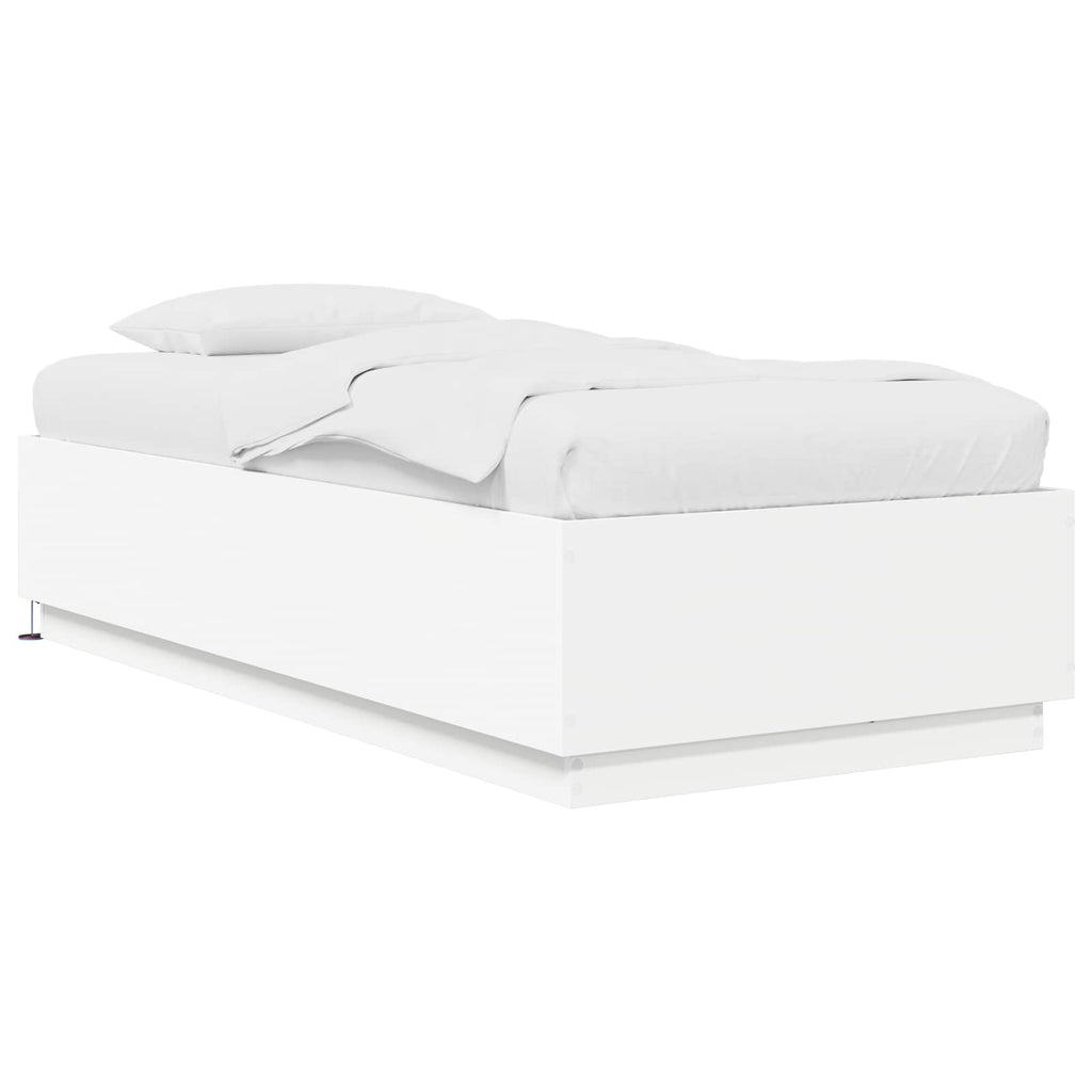 vidaXL Łóżko z ramą z LED Biały 80 x 200 cm Drewno inżynieryjne