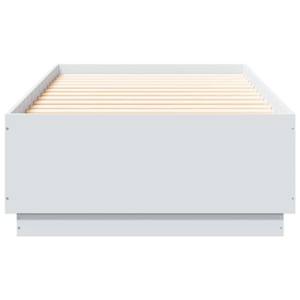 vidaXL Łóżko z ramą z LED Biały 80 x 200 cm Drewno inżynieryjne