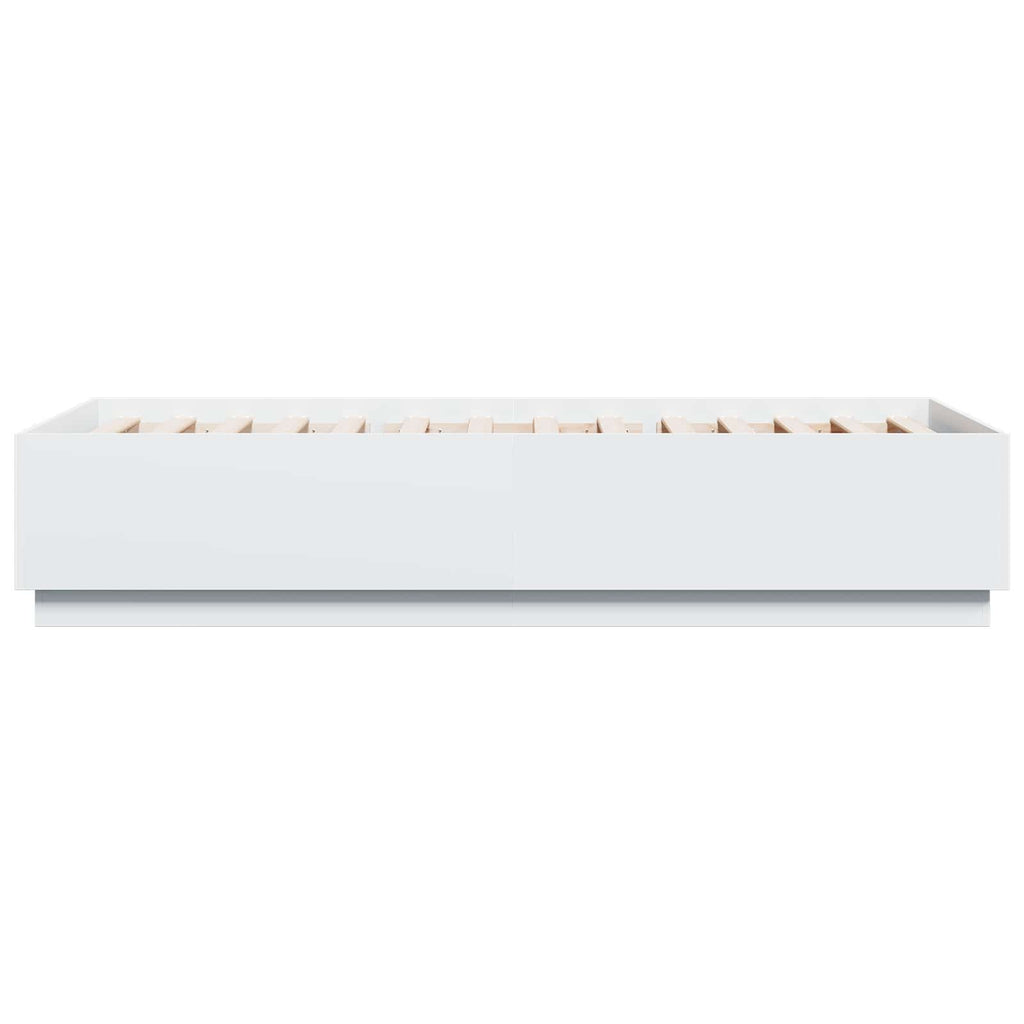 vidaXL Łóżko z ramą z LED Biały 80 x 200 cm Drewno inżynieryjne