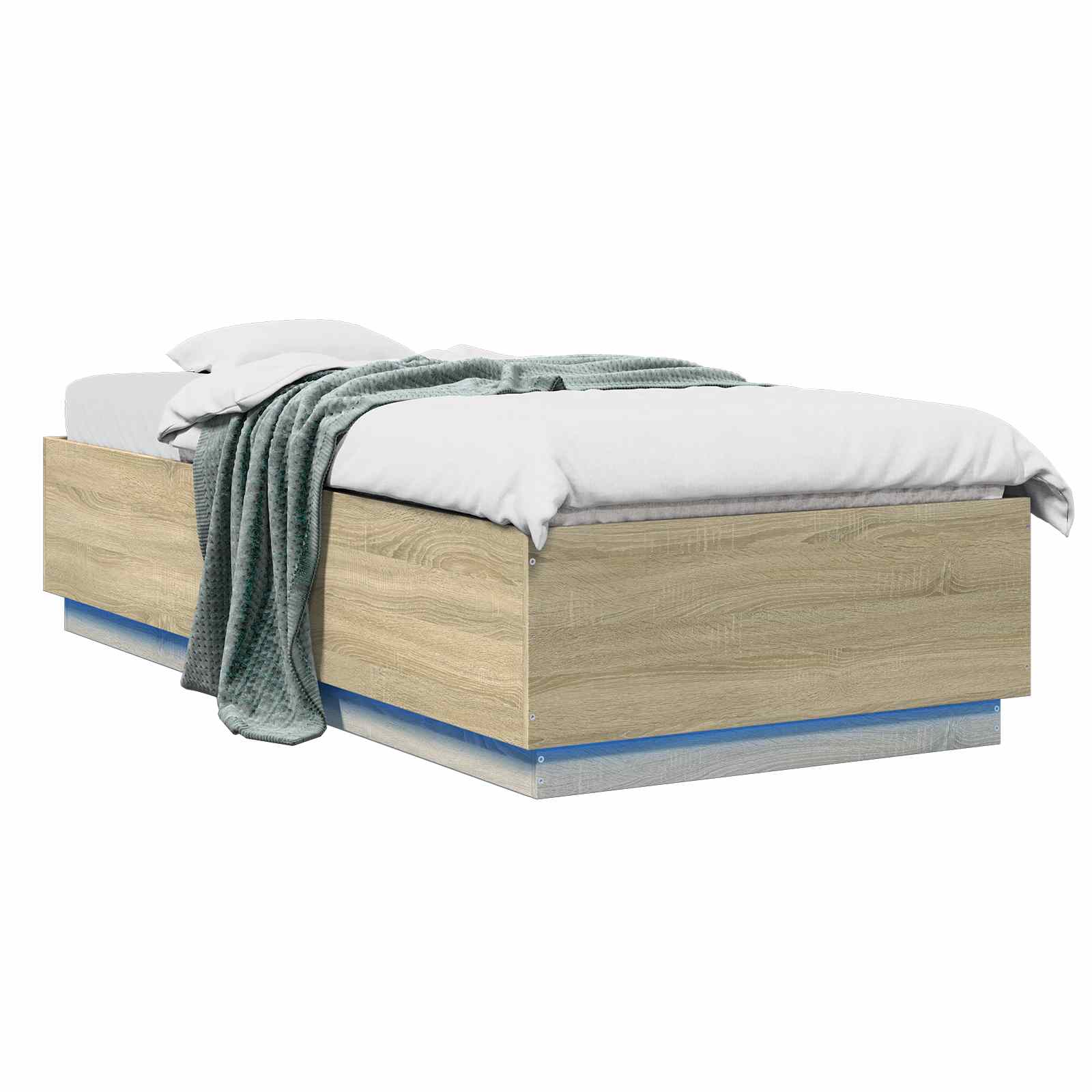 vidaXL Łóżko z ramą z LED dąb Sonoma 80 x 200 cm Drewno inżynieryjne