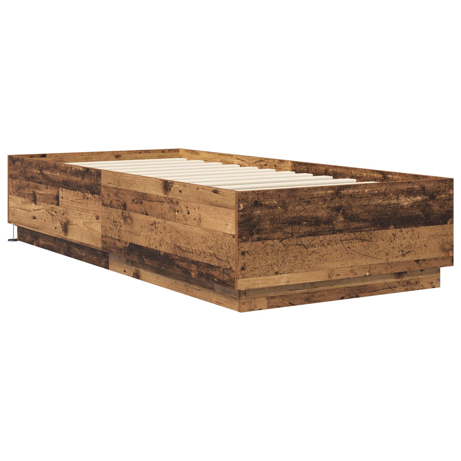 vidaXL Łóżko z ramą z LED Stare drewno 80 x 200 cm Drewno inżynieryjne