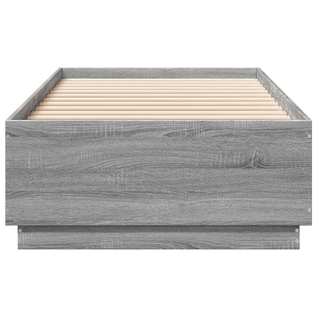 vidaXL Łóżko z ramą z LED Szary Sonoma 80 x 200 cm Drewno inżynieryjne