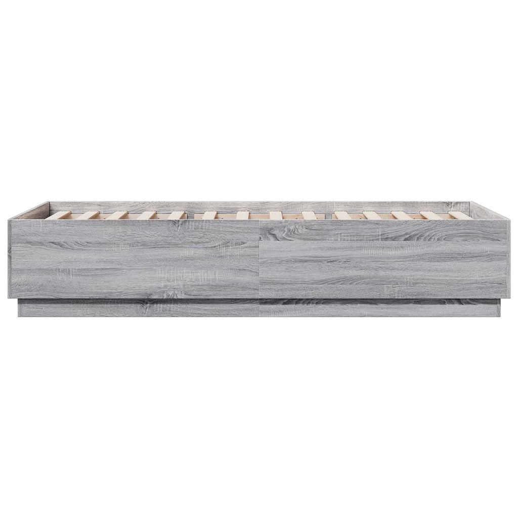 vidaXL Łóżko z ramą z LED Szary Sonoma 80 x 200 cm Drewno inżynieryjne