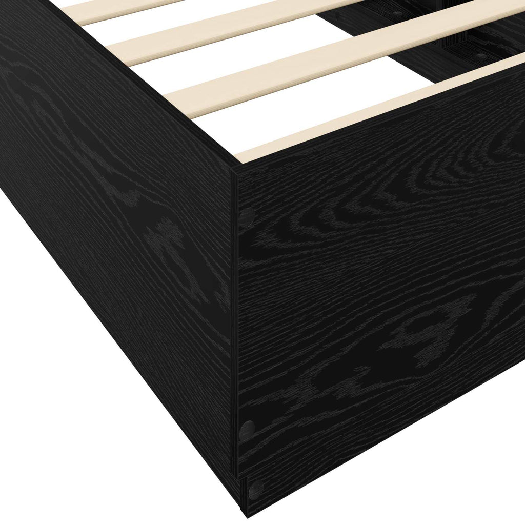 vidaXL Łóżko z ramą z LED Czarny dąb 80 x 200 cm Drewno inżynieryjne