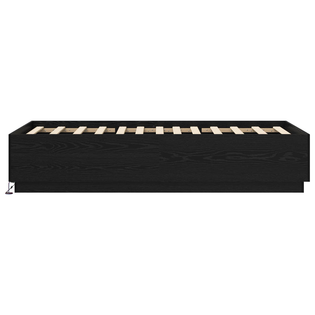 vidaXL Łóżko z ramą z LED Czarny dąb 80 x 200 cm Drewno inżynieryjne