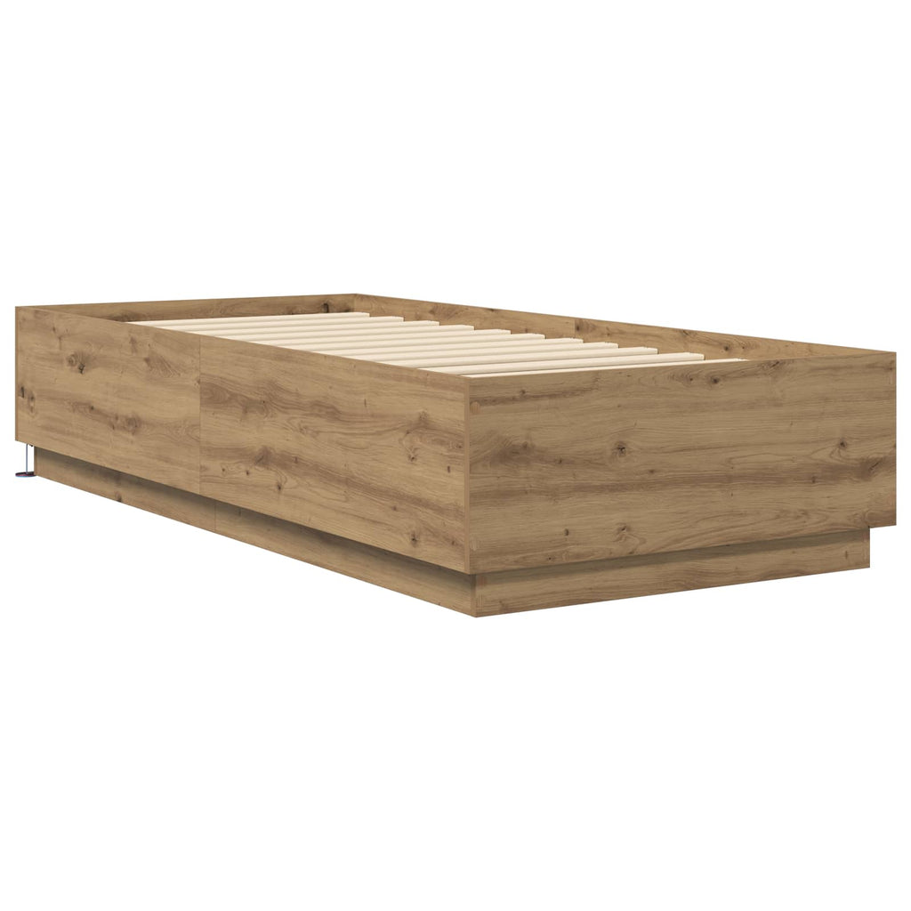 vidaXL Łóżko z ramą z LED Dąb artisian 80 x 200 cm Drewno inżynieryjne