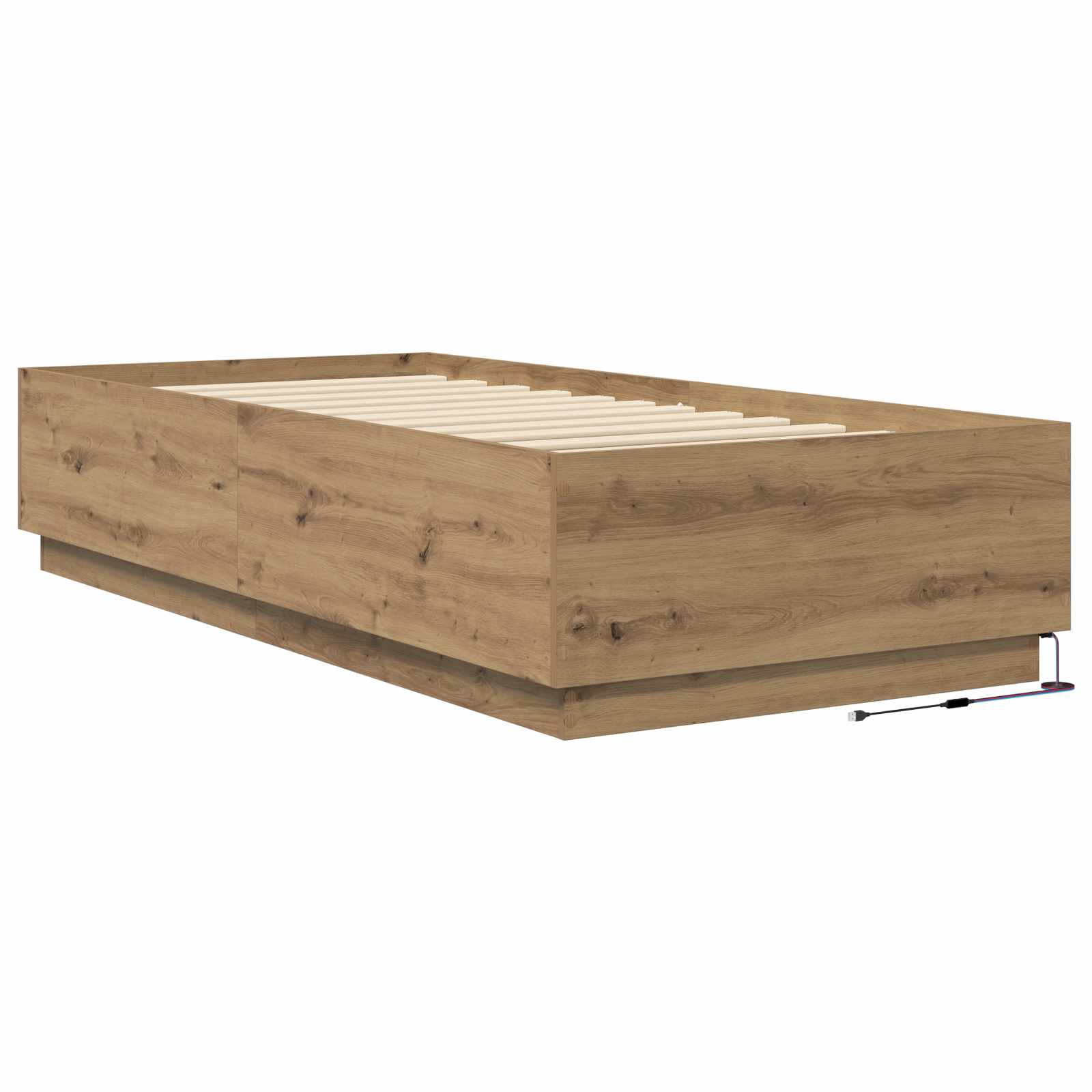 vidaXL Łóżko z ramą z LED Dąb artisian 80 x 200 cm Drewno inżynieryjne