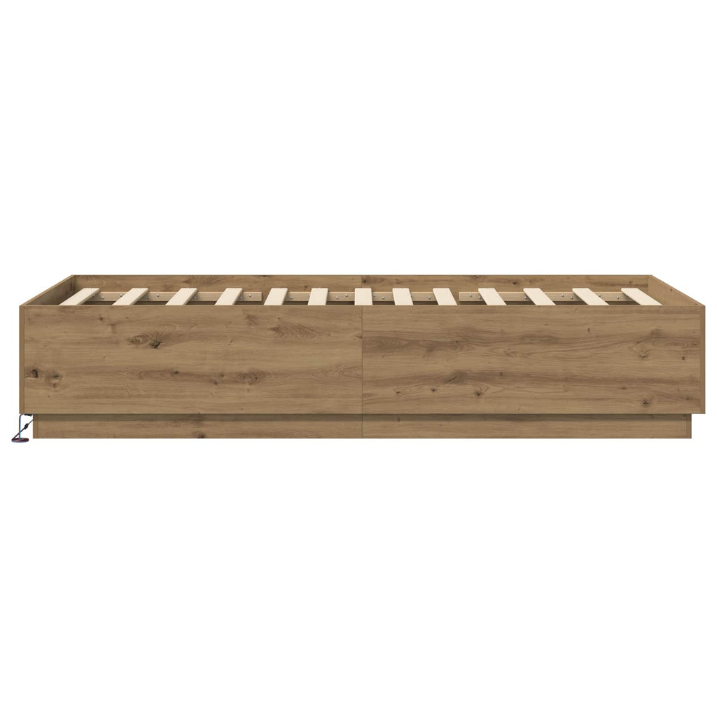 vidaXL Łóżko z ramą z LED Dąb artisian 80 x 200 cm Drewno inżynieryjne