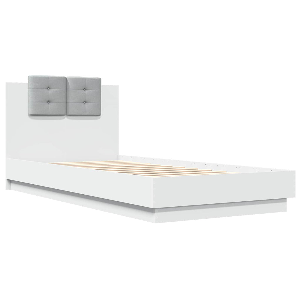 vidaXL Rama łóżka z wezgłowiem Biały 80 x 200 cm Drewno inżynieryjne