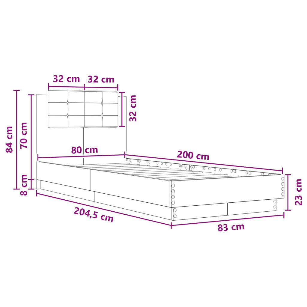 vidaXL Rama łóżka z wezgłowiem Biały 80 x 200 cm Drewno inżynieryjne