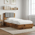 vidaXL Rama łóżka z wezgłowiem Z zagłówkiem Stare drewno 80 x 200 cm