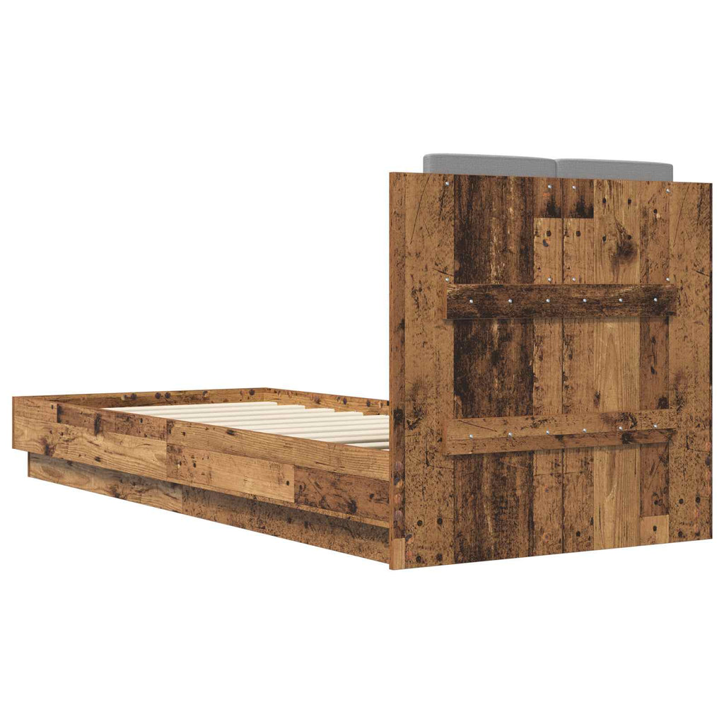 vidaXL Rama łóżka z wezgłowiem Z zagłówkiem Stare drewno 80 x 200 cm