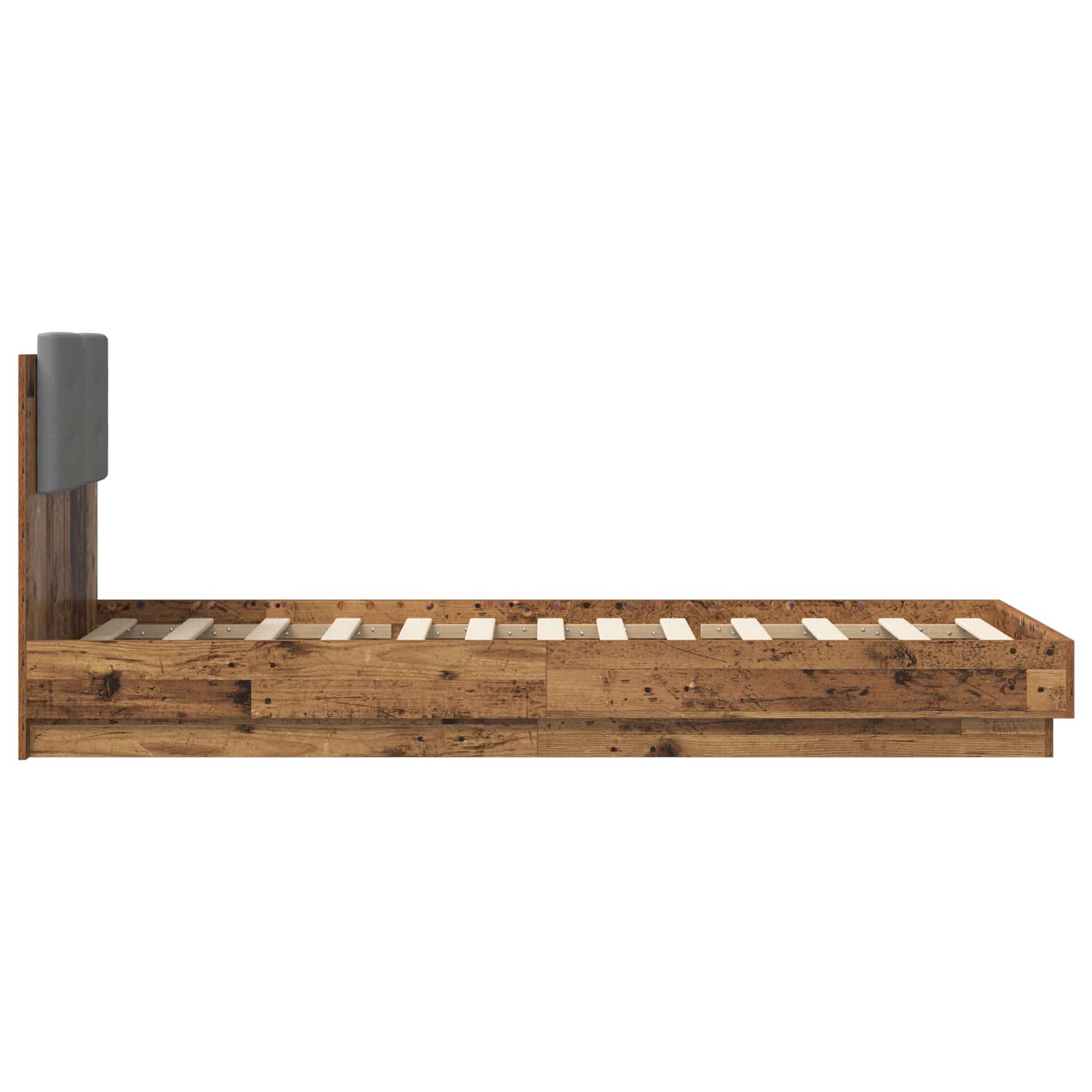 vidaXL Rama łóżka z wezgłowiem Z zagłówkiem Stare drewno 80 x 200 cm