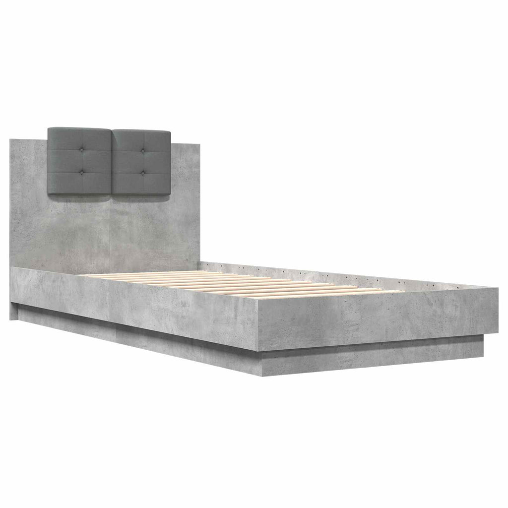 vidaXL Rama łóżka z wezgłowiem Z zagłówkiem Betonowy szary 80 x 200 cm