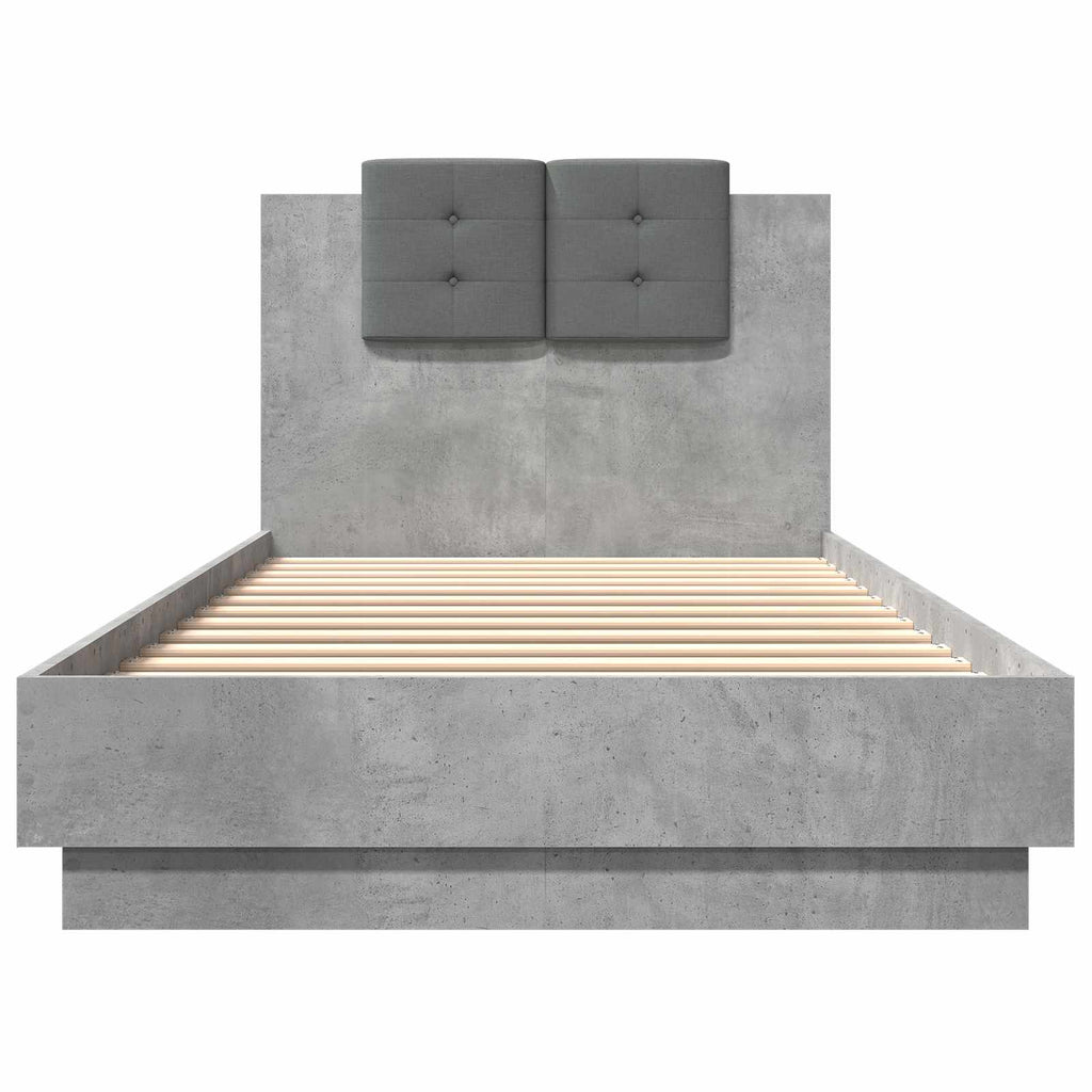 vidaXL Rama łóżka z wezgłowiem Z zagłówkiem Betonowy szary 80 x 200 cm