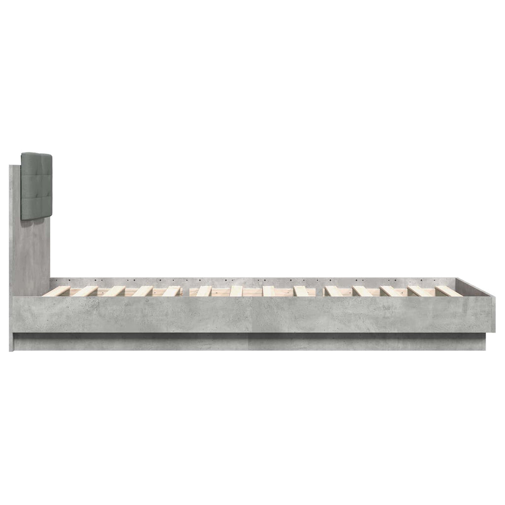 vidaXL Rama łóżka z wezgłowiem Z zagłówkiem Betonowy szary 80 x 200 cm