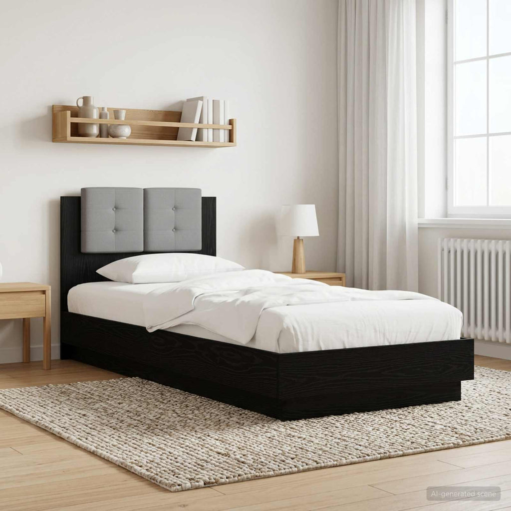 vidaXL Rama łóżka z wezgłowiem Z zagłówkiem Czarny dąb 80 x 200 cm