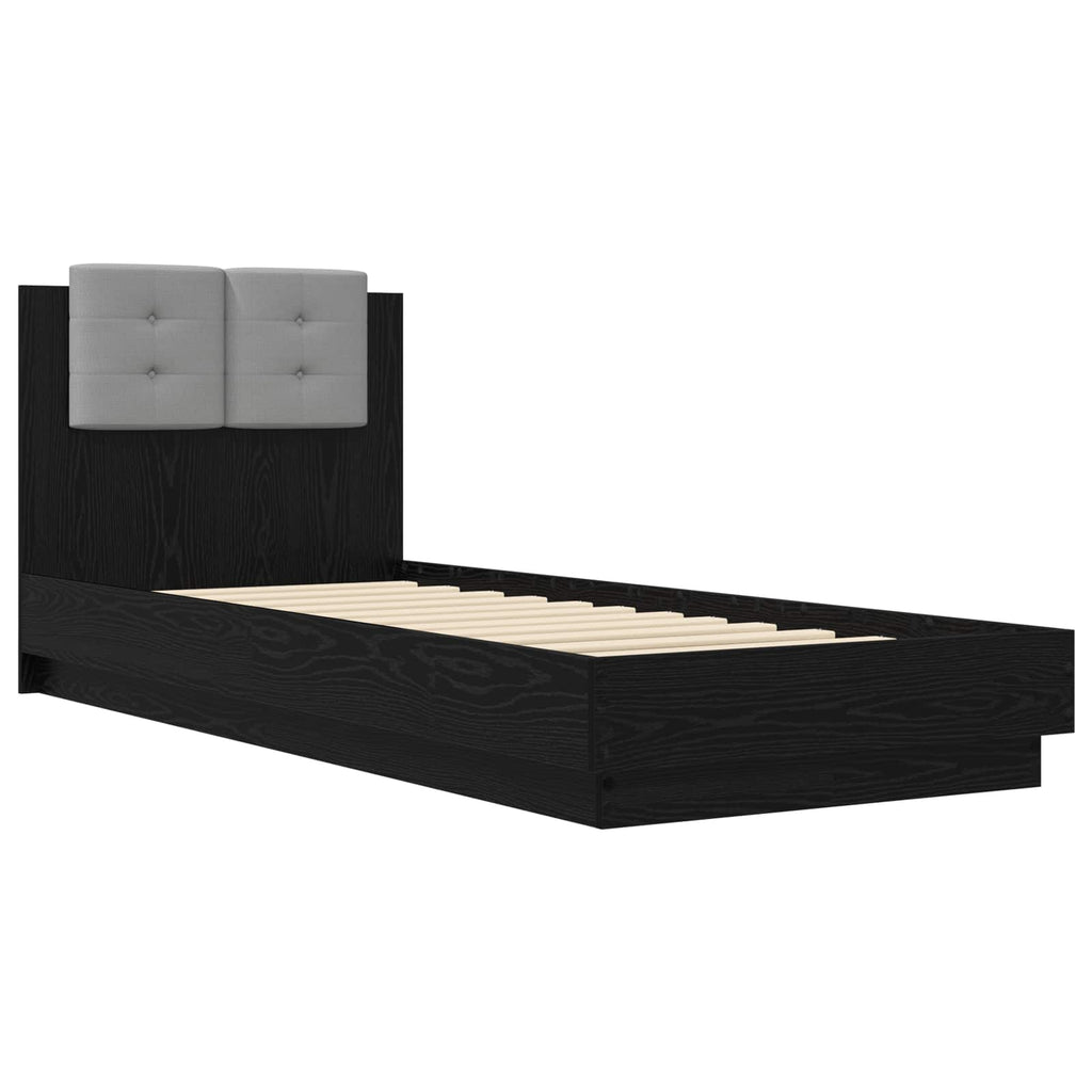 vidaXL Rama łóżka z wezgłowiem Z zagłówkiem Czarny dąb 80 x 200 cm