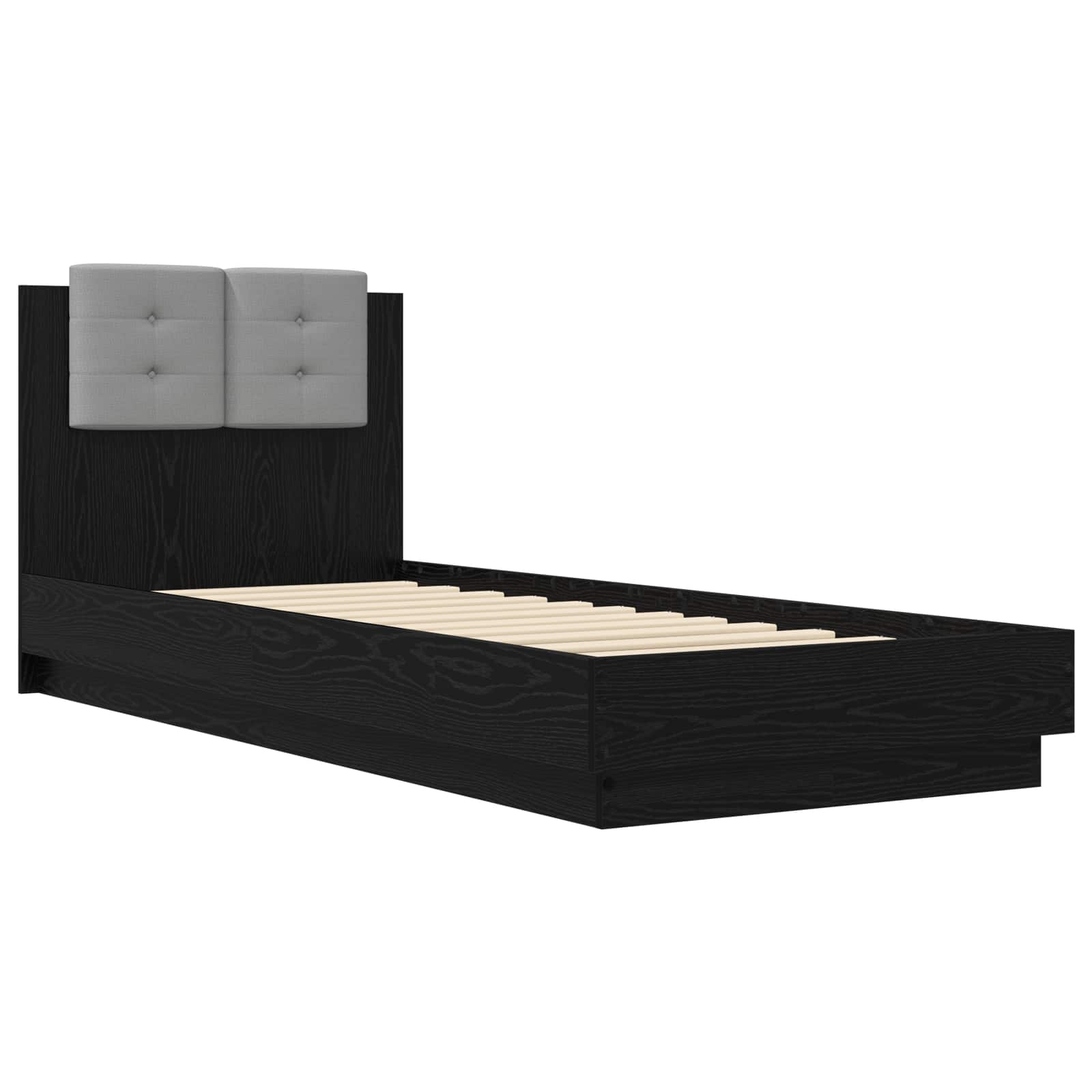 vidaXL Rama łóżka z wezgłowiem Z zagłówkiem Czarny dąb 80 x 200 cm