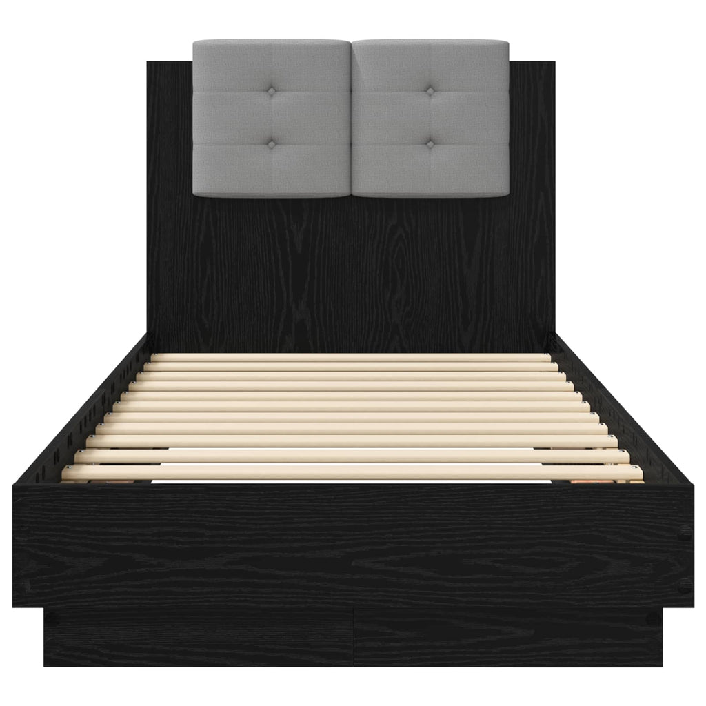 vidaXL Rama łóżka z wezgłowiem Z zagłówkiem Czarny dąb 80 x 200 cm
