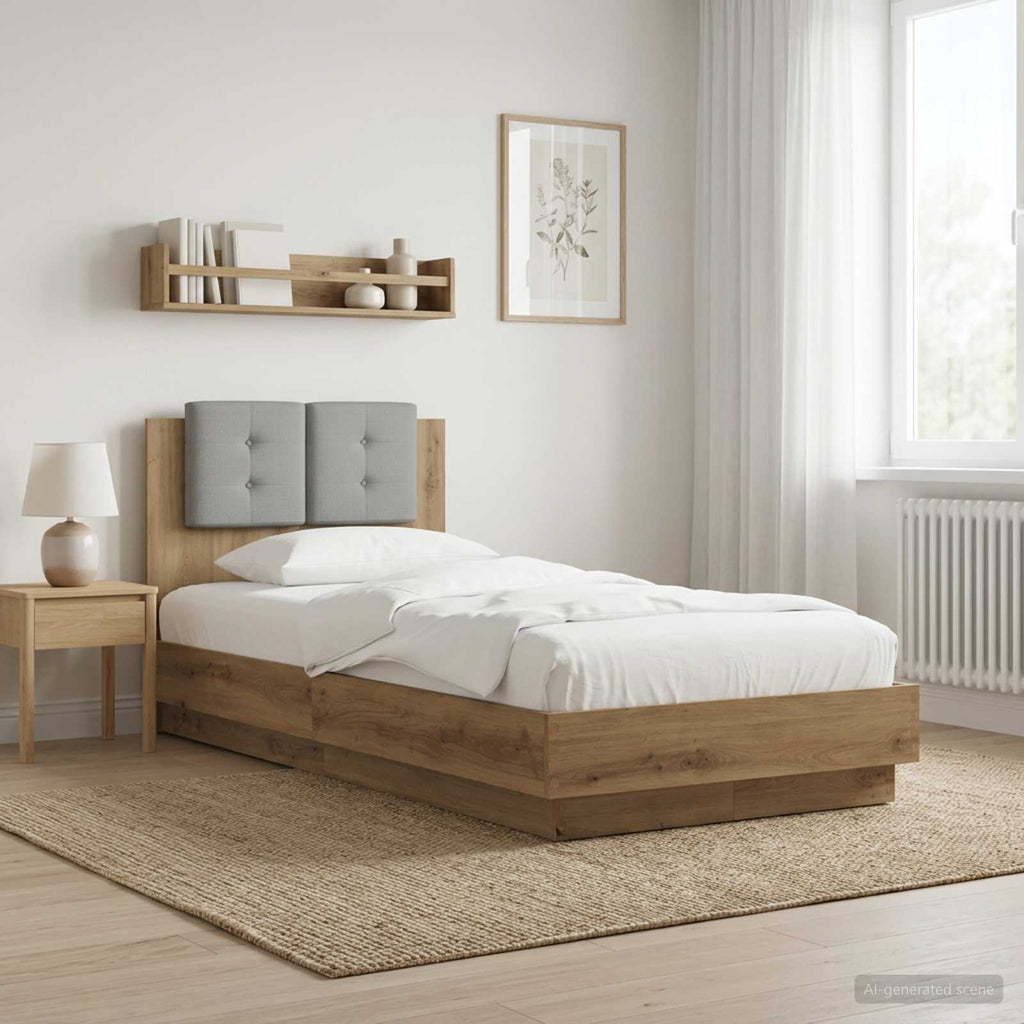 vidaXL Rama łóżka z wezgłowiem Z zagłówkiem Dąb artisian 80 x 200 cm