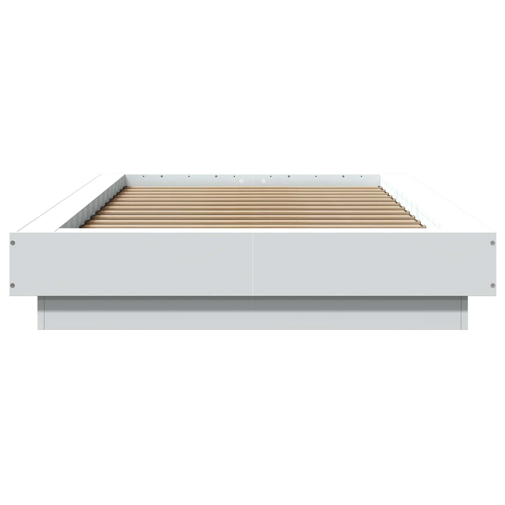 vidaXL Łóżko z ramą z LED Biały 80 x 200 cm Drewno inżynieryjne