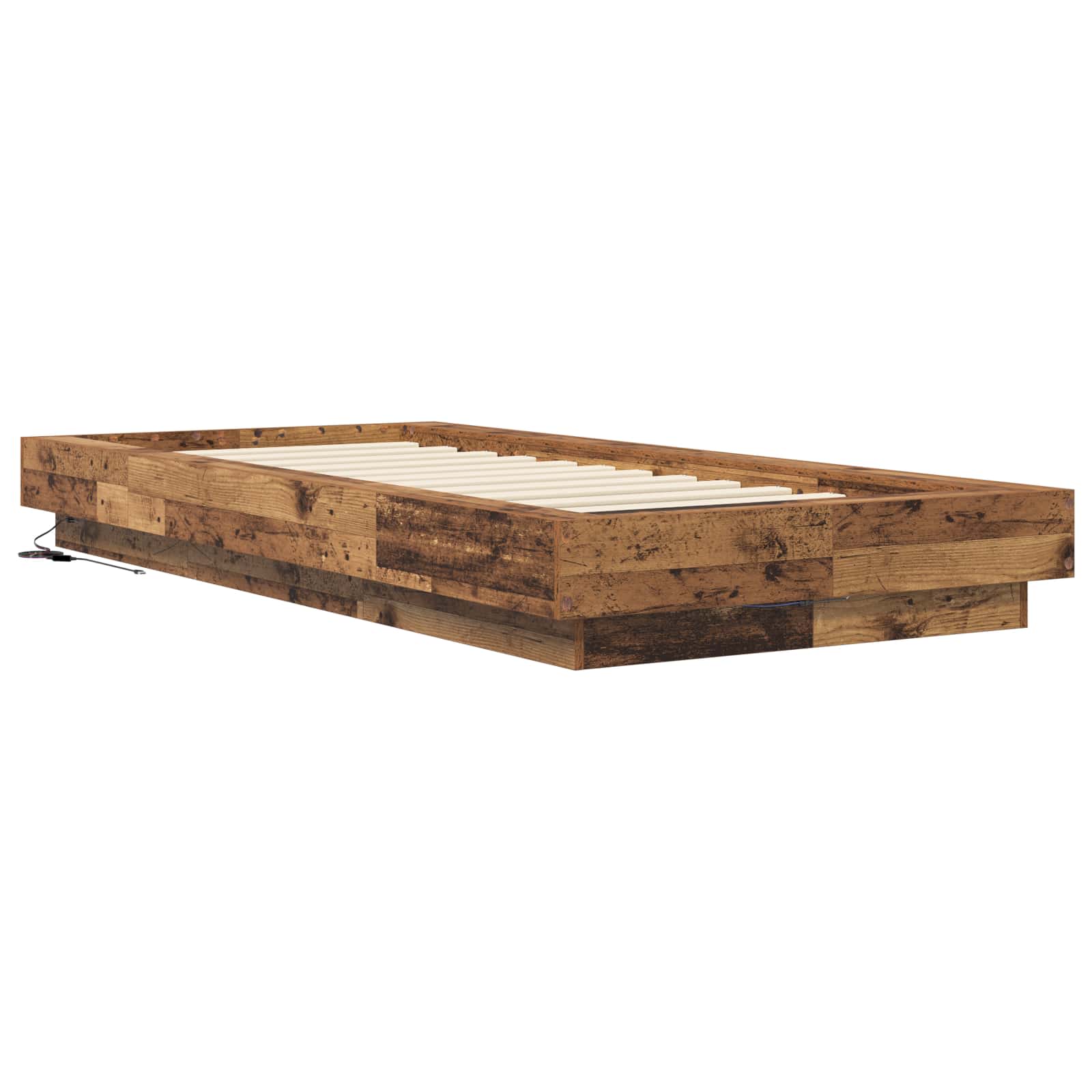 vidaXL Łóżko z ramą z LED Stare drewno 80 x 200 cm Drewno inżynieryjne