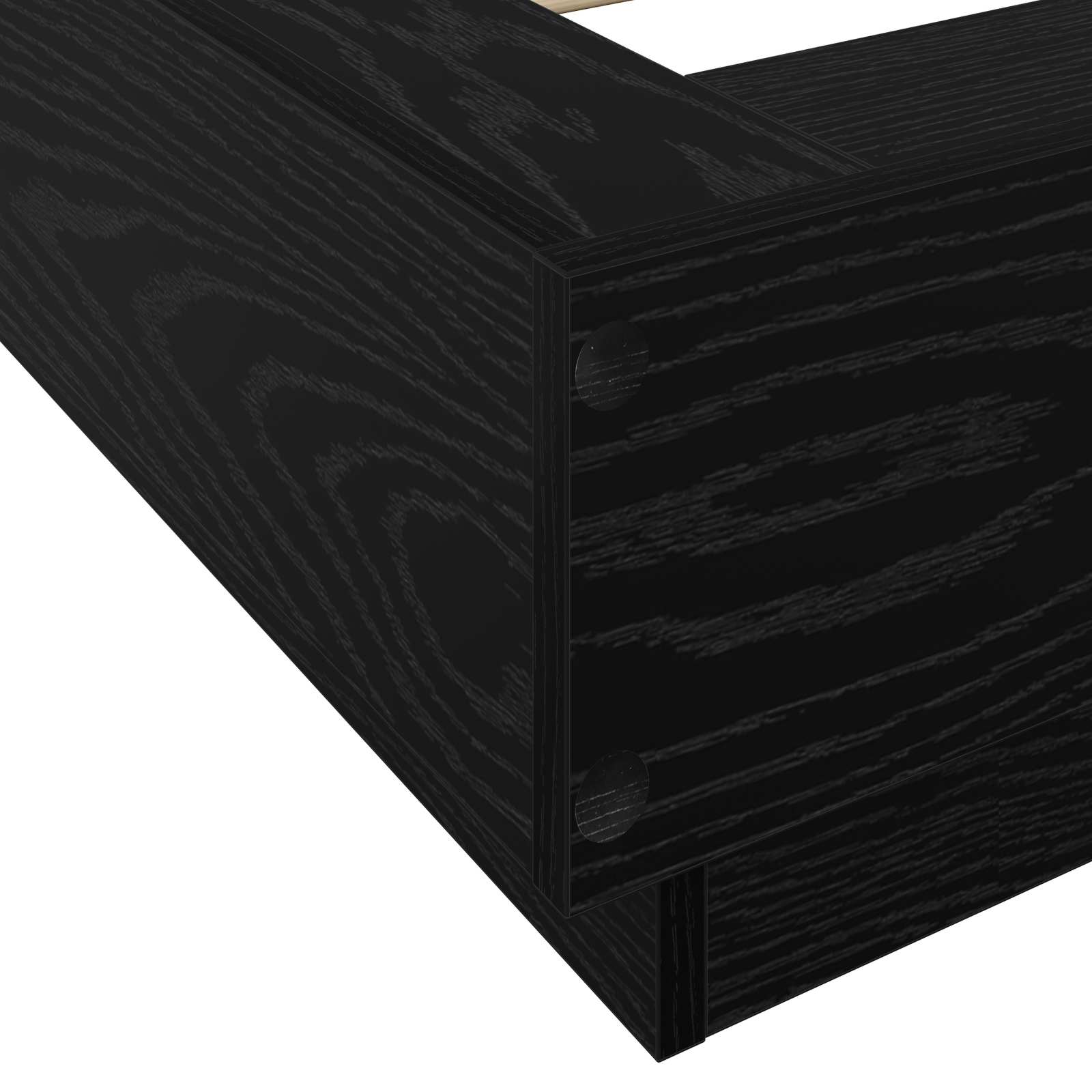 vidaXL Łóżko z ramą z LED Czarny dąb 80 x 200 cm Drewno inżynieryjne