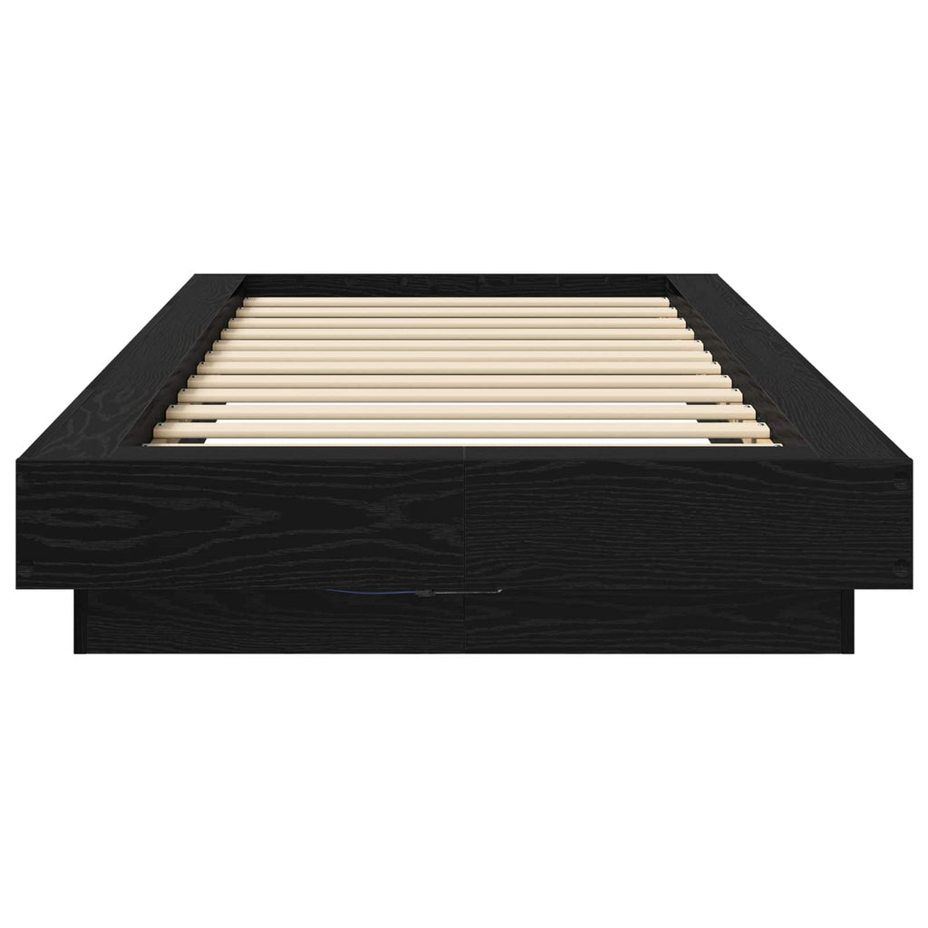 vidaXL Łóżko z ramą z LED Czarny dąb 80 x 200 cm Drewno inżynieryjne