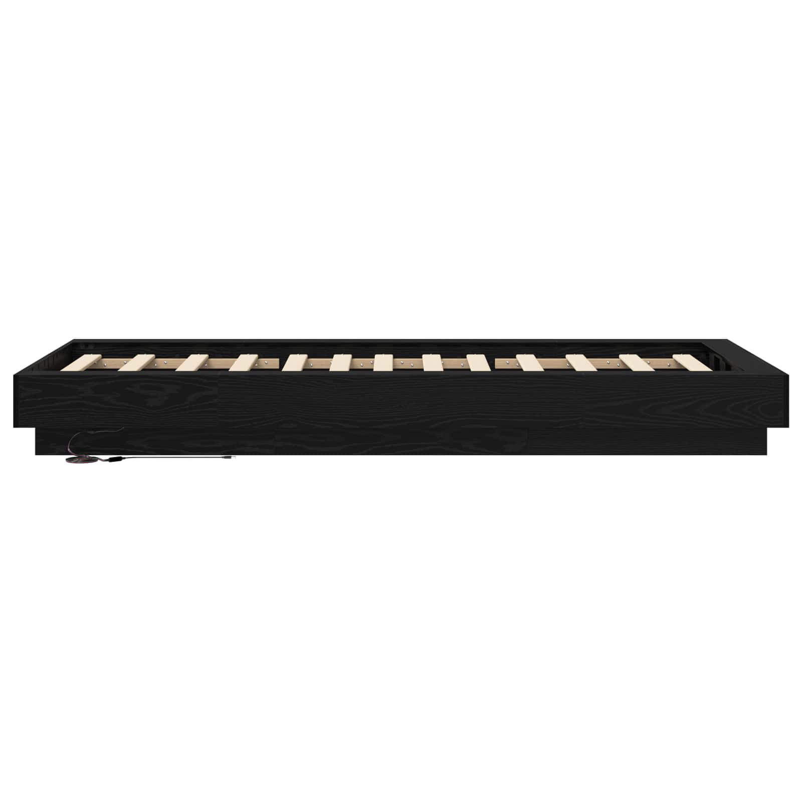vidaXL Łóżko z ramą z LED Czarny dąb 80 x 200 cm Drewno inżynieryjne