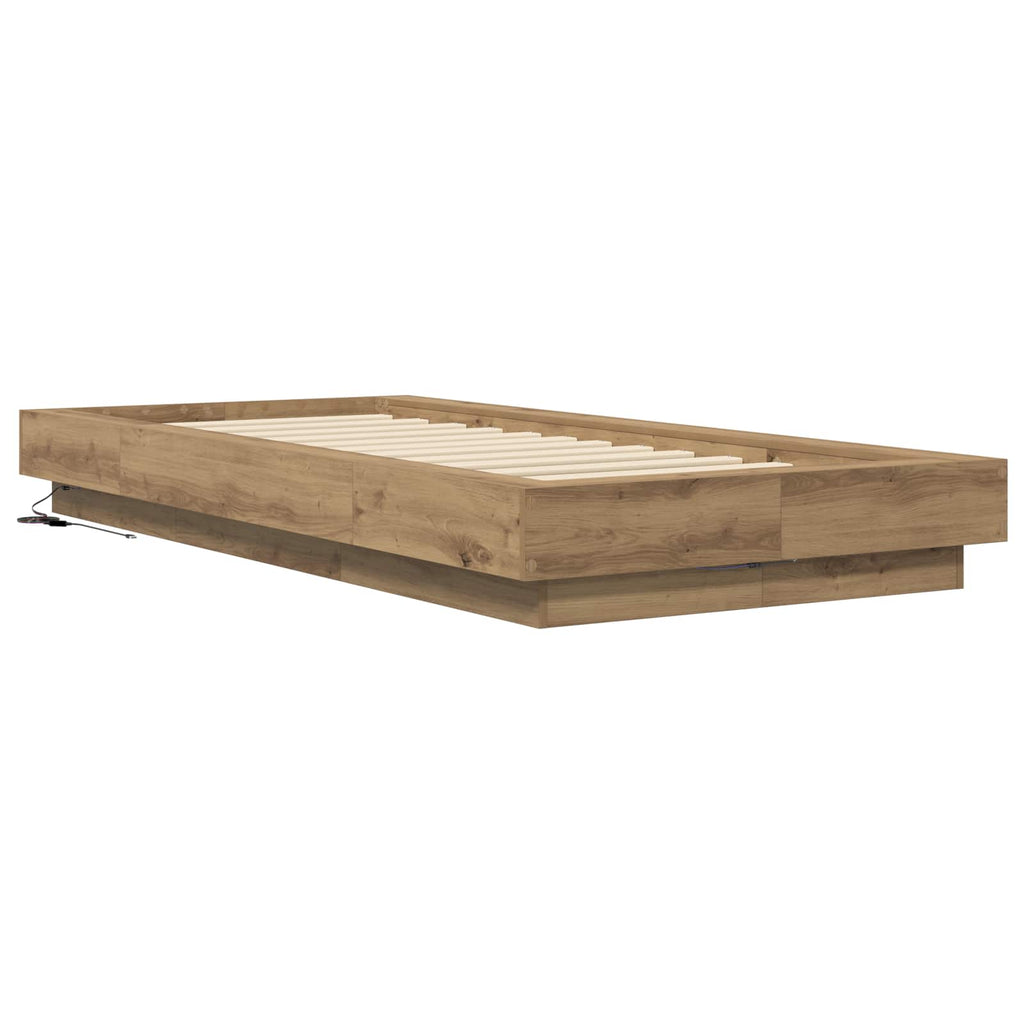 vidaXL Łóżko z ramą z LED Dąb artisian 80 x 200 cm Drewno inżynieryjne