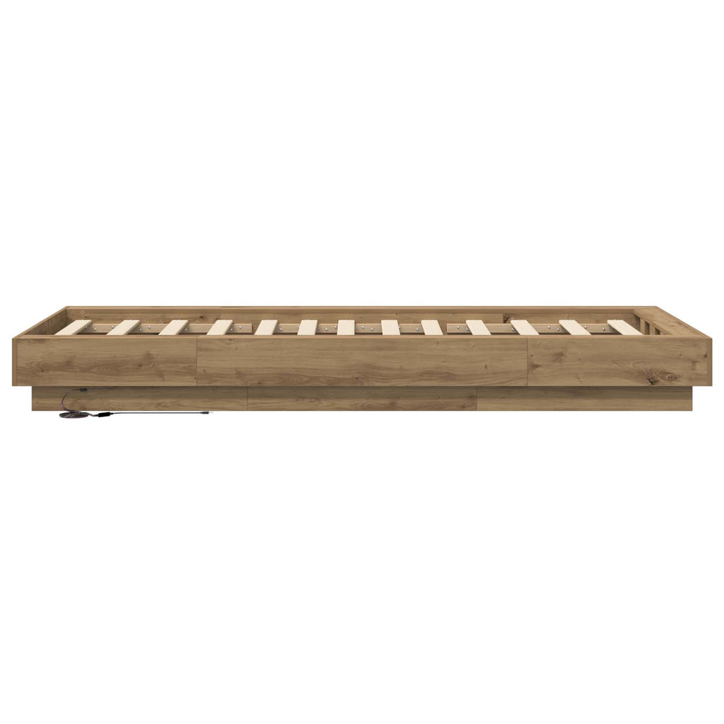 vidaXL Łóżko z ramą z LED Dąb artisian 80 x 200 cm Drewno inżynieryjne