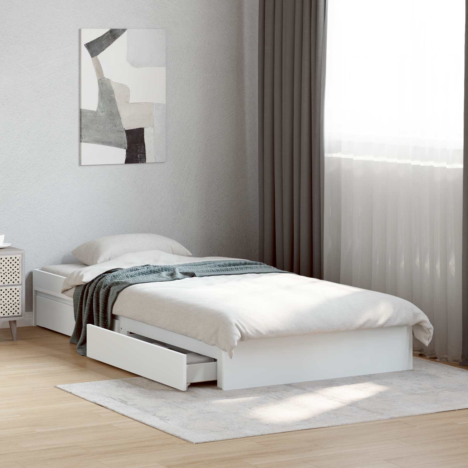 vidaXL Rama łóżka z przechowywaniem z szufladą Biały 80 x 200 cm
