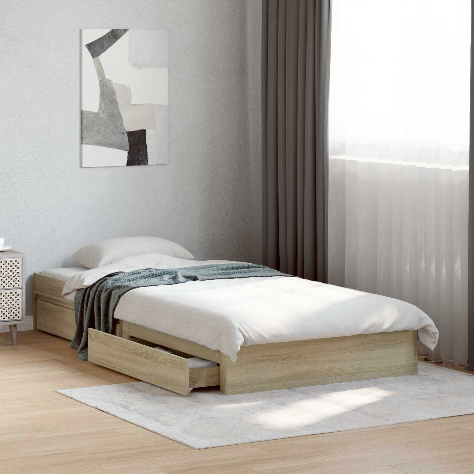 vidaXL Rama łóżka z przechowywaniem z szufladą dąb Sonoma 80 x 200 cm