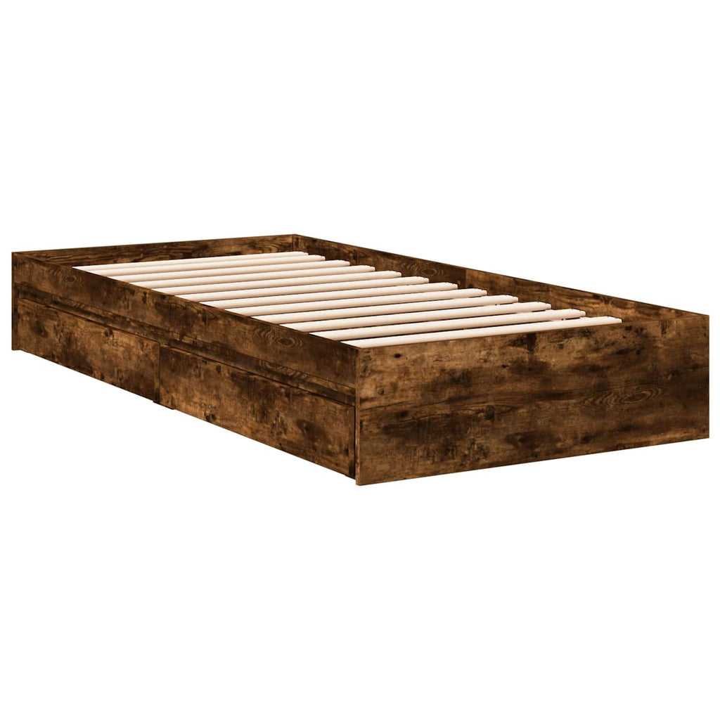 vidaXL Rama łóżka z przechowywaniem z szufladą Dąb wędzony 80 x 200 cm