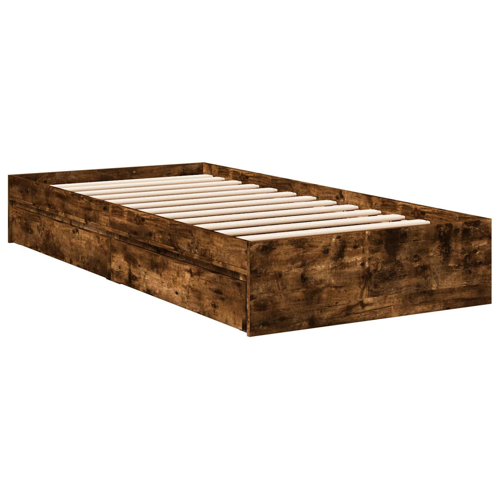 vidaXL Rama łóżka z przechowywaniem z szufladą Dąb wędzony 80 x 200 cm