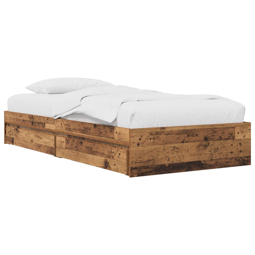 vidaXL Rama łóżka z przechowywaniem Stare drewno 80 x 200 cm