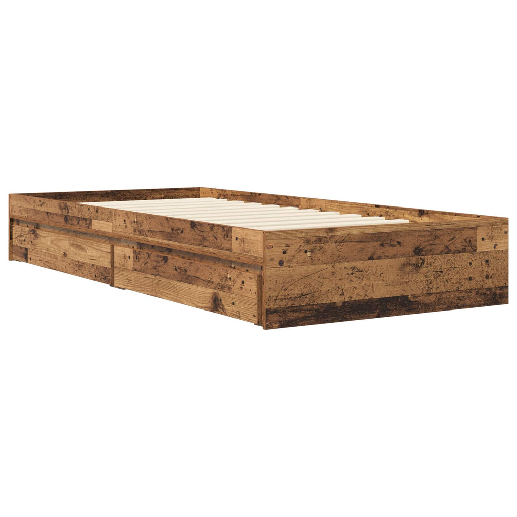 vidaXL Rama łóżka z przechowywaniem Stare drewno 80 x 200 cm