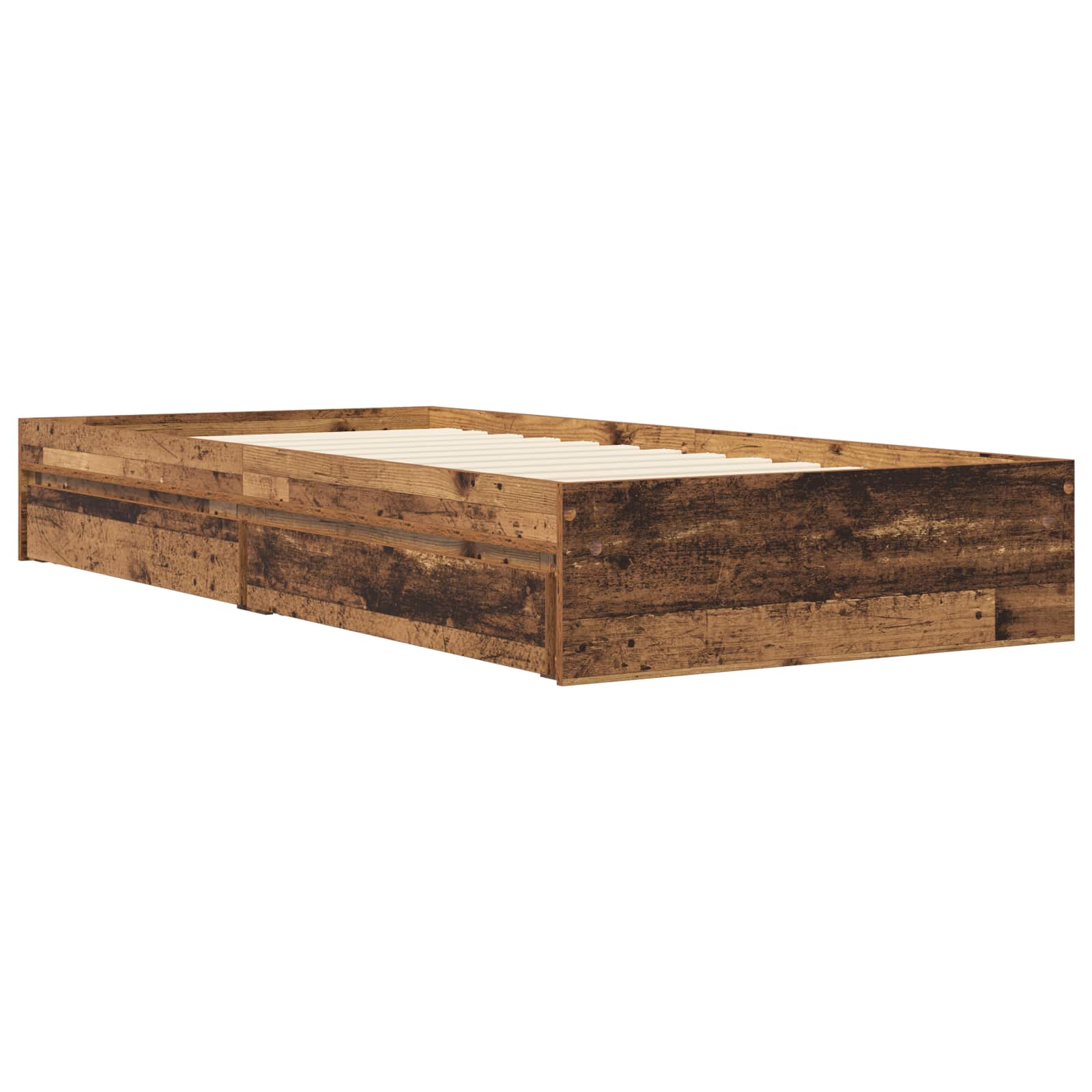 vidaXL Rama łóżka z przechowywaniem Stare drewno 80 x 200 cm