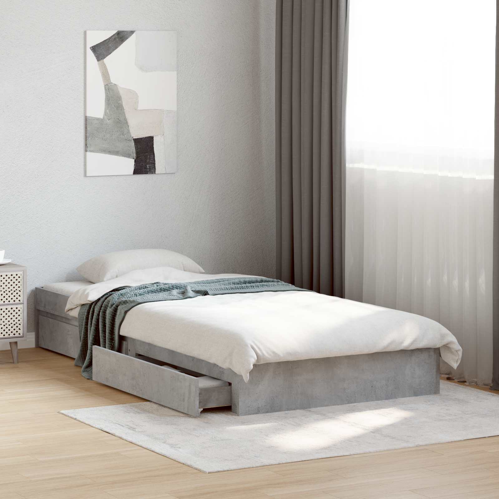 vidaXL Rama łóżka z przechowywaniem Betonowy szary 80 x 200 cm
