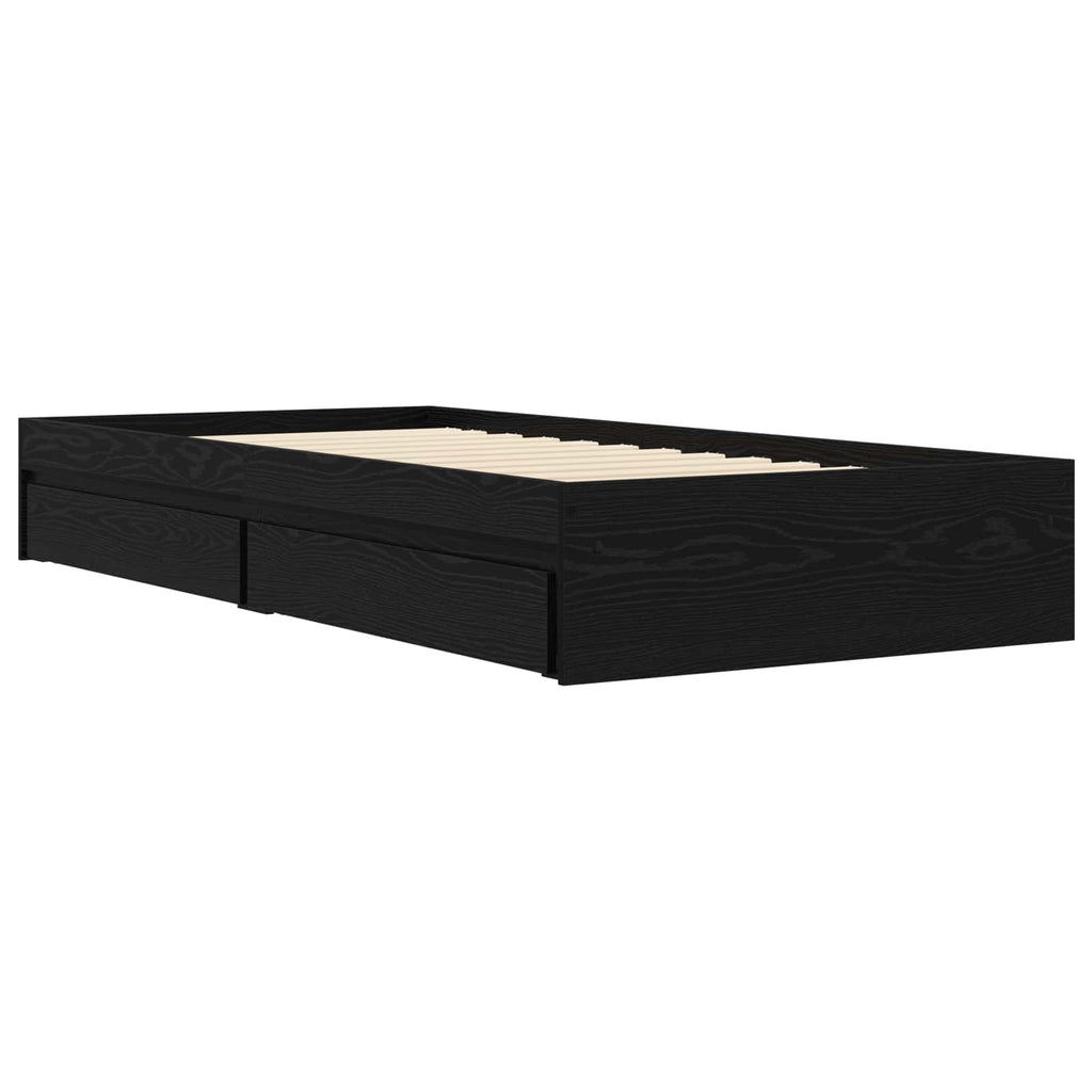 vidaXL Rama łóżka z przechowywaniem z szufladą Czarny dąb 80 x 200 cm