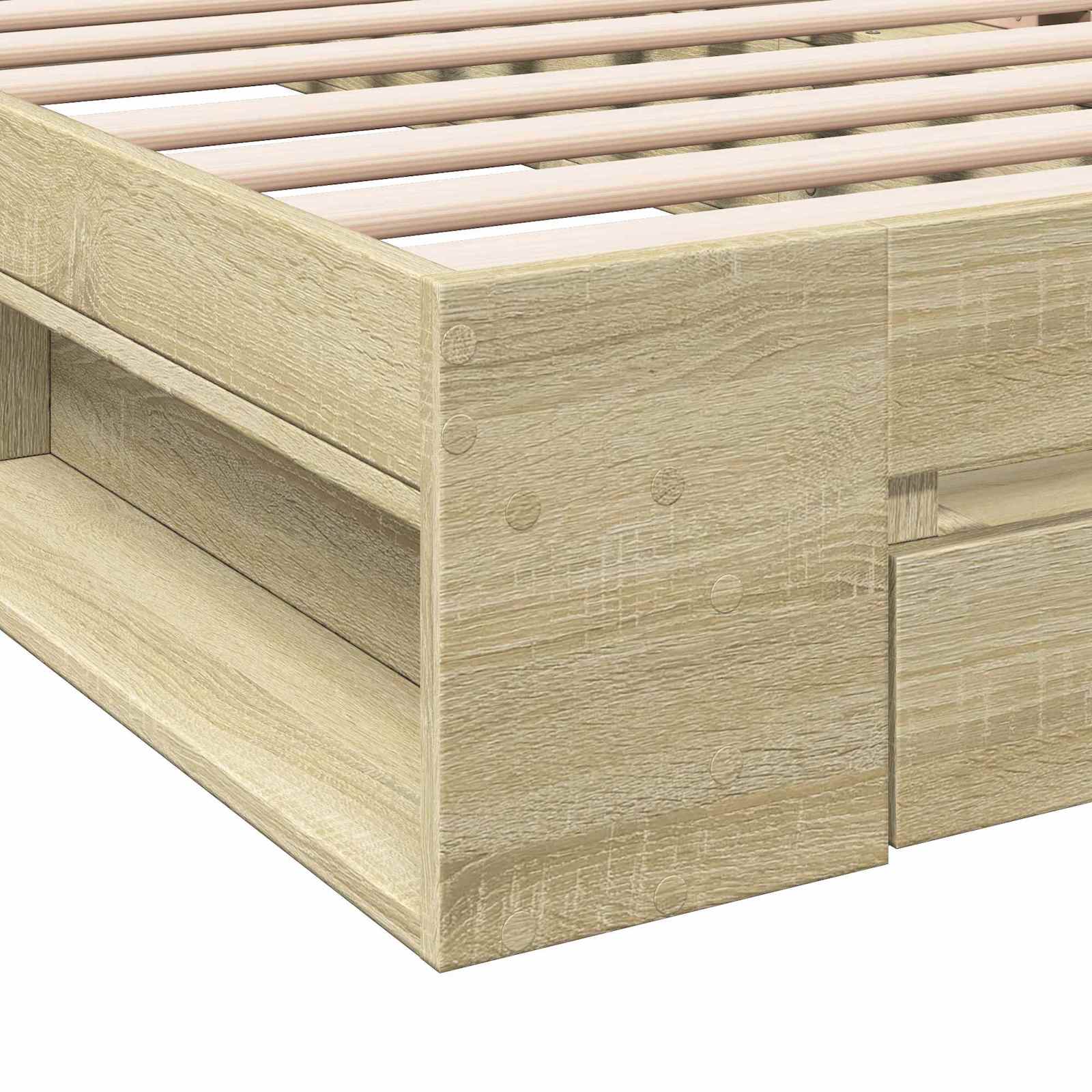 vidaXL Rama łóżka z przechowywaniem z szufladą dąb Sonoma 80 x 200 cm