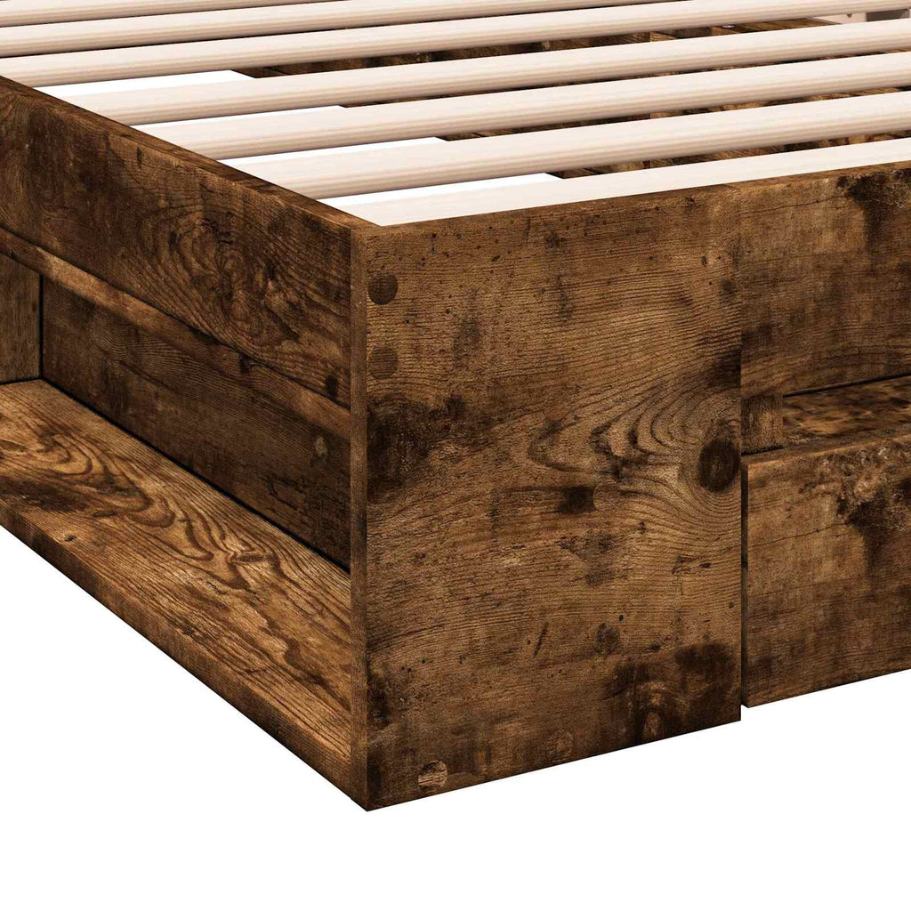vidaXL Rama łóżka z przechowywaniem z szufladą Dąb wędzony 80 x 200 cm