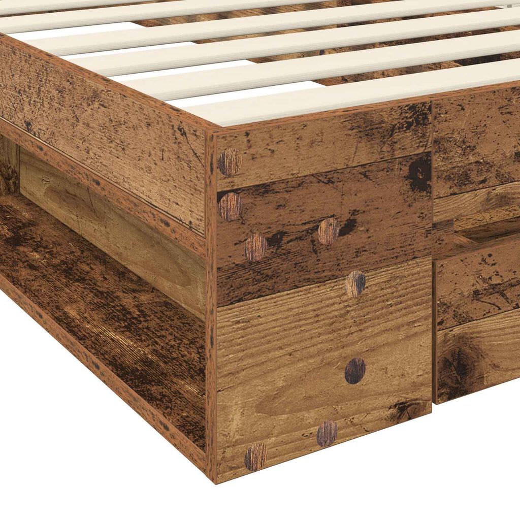 vidaXL Rama łóżka z przechowywaniem z półką Stare drewno 80 x 200 cm