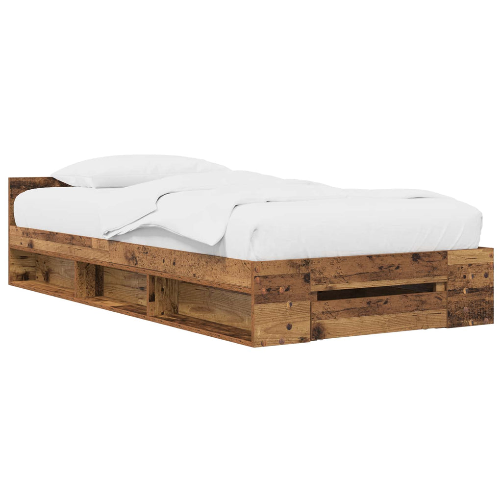 vidaXL Rama łóżka z przechowywaniem z półką Stare drewno 80 x 200 cm